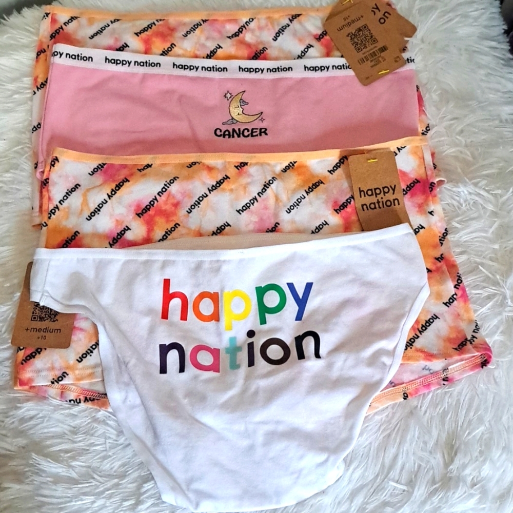 Happy Nation Kids' Colorful Underwear Set (4) Size 10 New With Tags